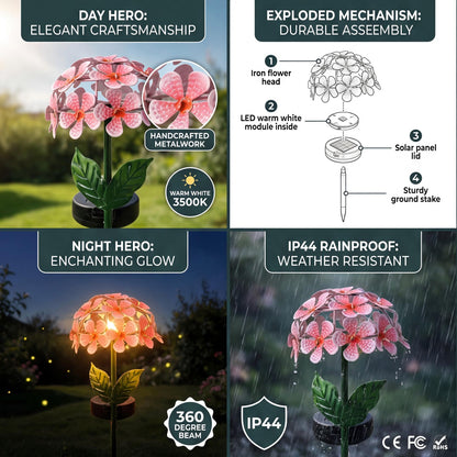Outdoor Hydrangea Solar Garden Lights