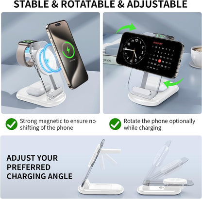 3 In 1 Transparent & Foldable Magnetic Wireless Phone Charger