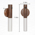 Glass Wood Motion Sensor LED Night Light, Motion Activated,Wall Lights Battery Operated,Rechargeable Wall Lights,Wireless Wall Light,Suitable For Corridors, Stairs, Bedrooms, Brown