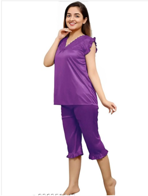 Women Night Suit Purple, S