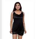 Satin Nightdress Set For Women Black, M