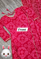 Womens Red Bandhani Styles Gown
