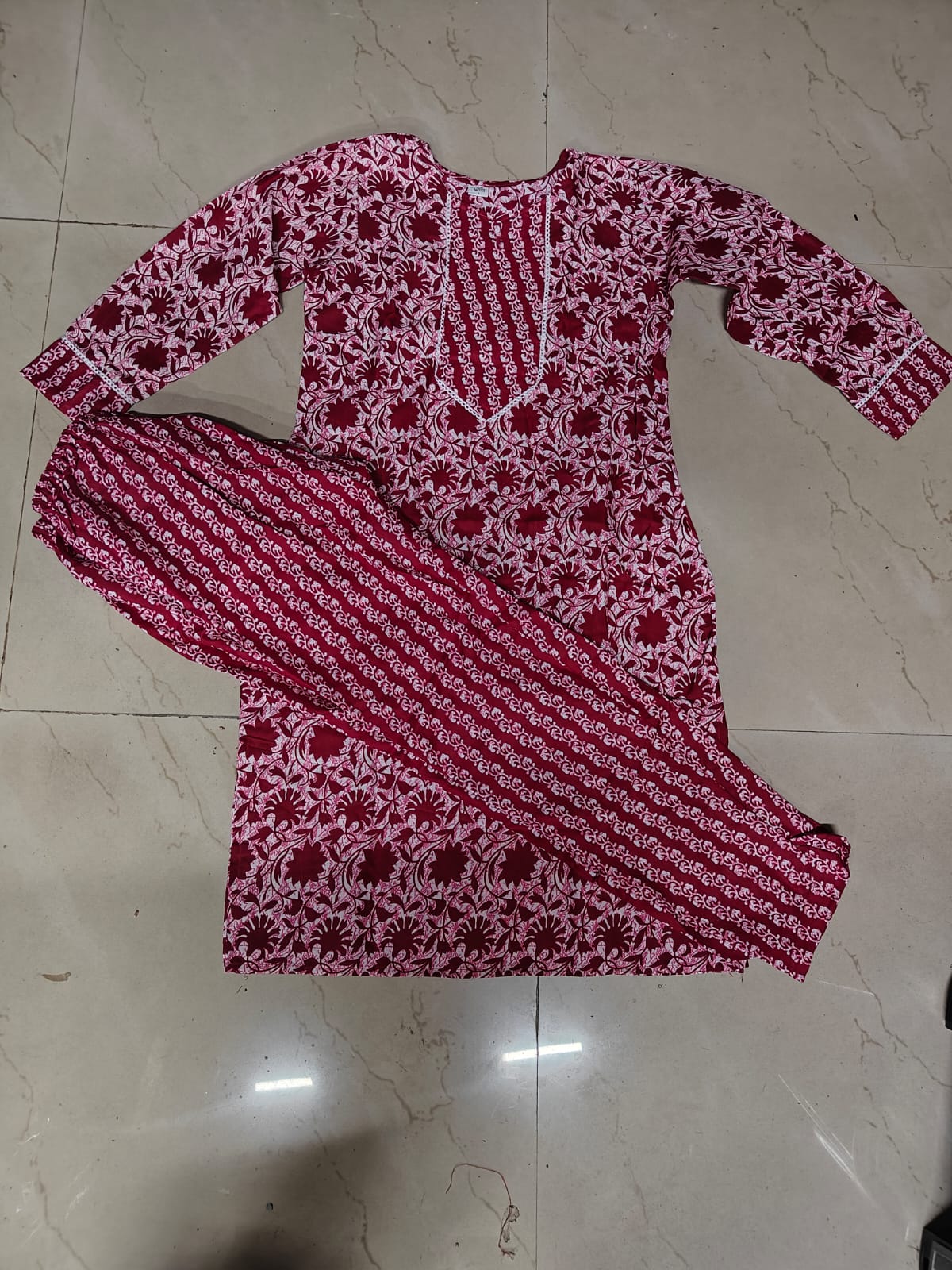 Floral Printed Women Cotton Women Kurta With Pant 2 Psc Set