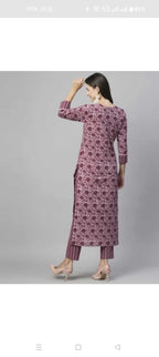 Floral Printed Women Cotton Women Kurta With Pant 2 Psc Set