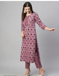 Floral Printed Women Cotton Women Kurta With Pant 2 Psc Set