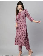 Floral Printed Women Cotton Women Kurta With Pant 2 Psc Set