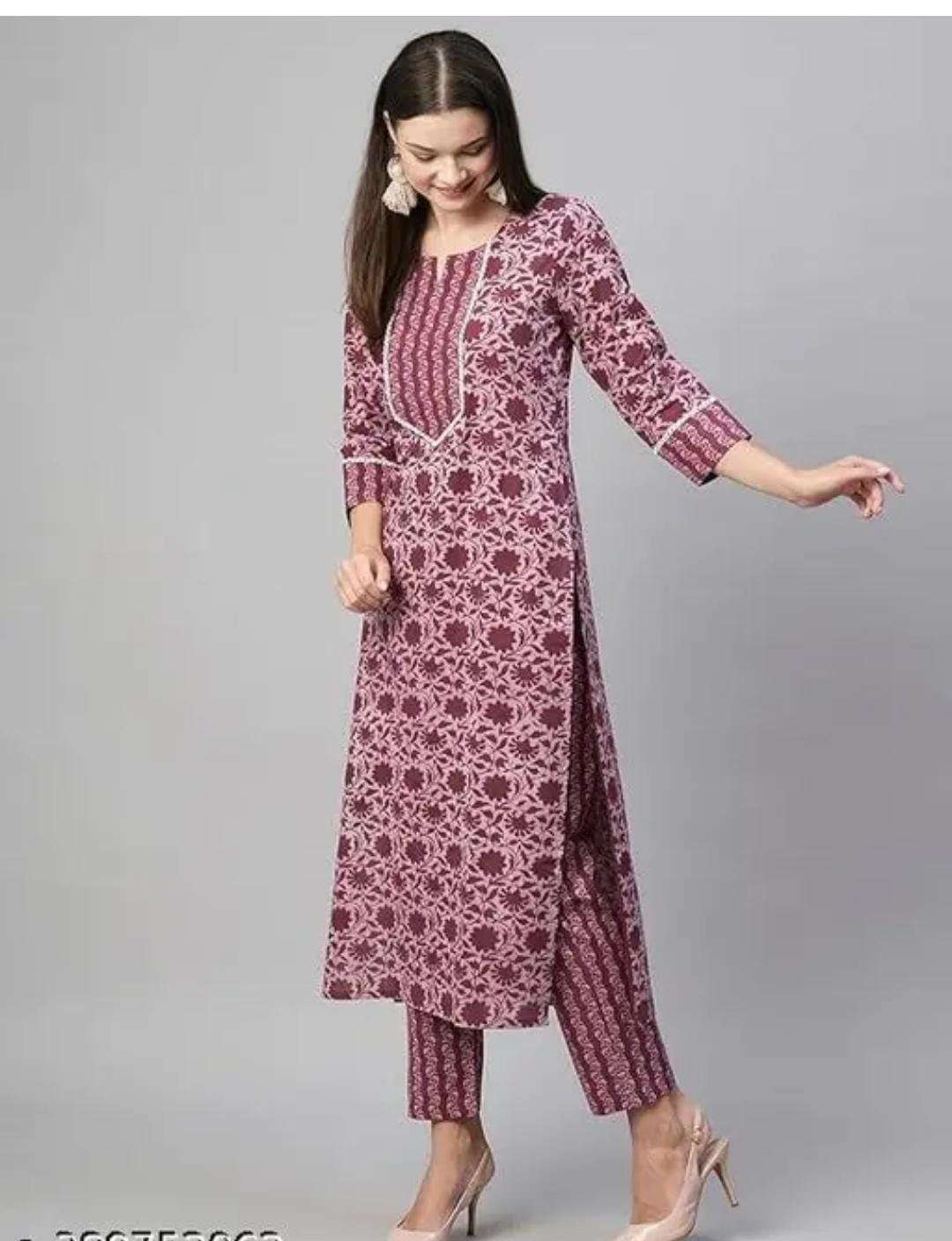 Floral Printed Women Cotton Women Kurta With Pant 2 Psc Set