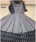 Women Solid Cotton Gown Grey