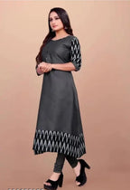 Women Solid Cotton Gown Grey
