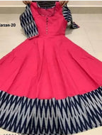 Women Solid Cotton Gown Red