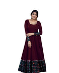 Womens Rayon Solid Pattern Full Sleeve Full Stitched Gown