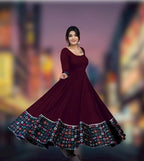 Womens Rayon Solid Pattern Full Sleeve Full Stitched Gown