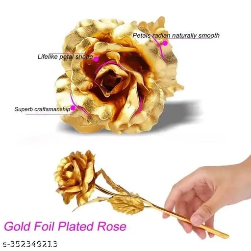 Artificial 24k Gold Plated Rose With Gift Box - Romantic Gift For Her