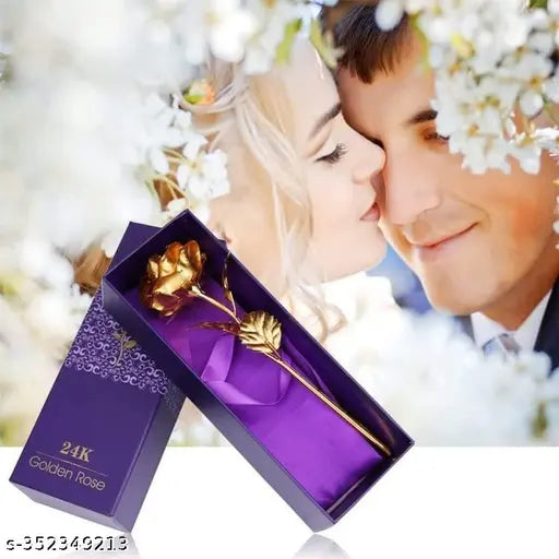 Artificial 24k Gold Plated Rose With Gift Box - Romantic Gift For Her