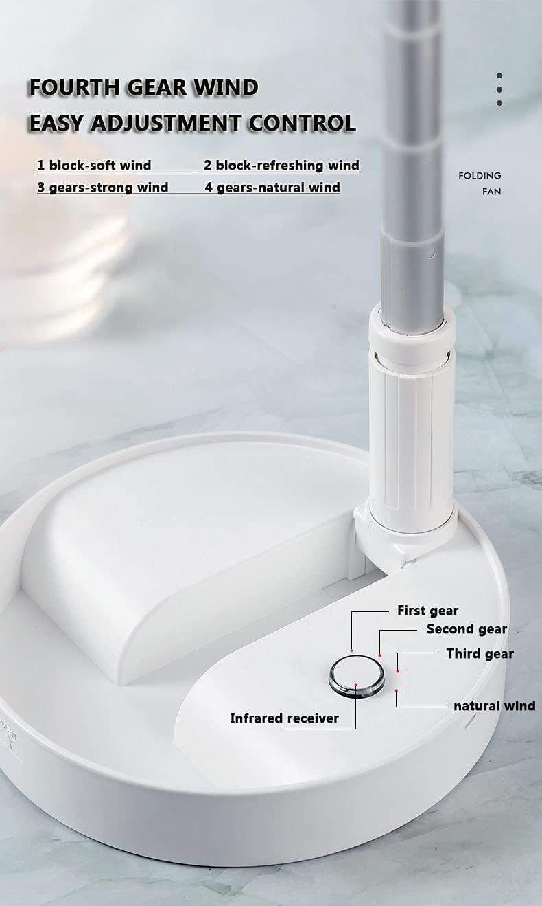 Portable Folding Fan, Rechargeable Standing Pedestal Usb Fan, 3 Spe...