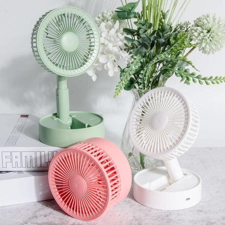 Portable Folding Fan, Rechargeable Standing Pedestal Usb Fan, 3 Spe...