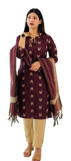 Womens Cotton Kurta Pant Set With Dupatta