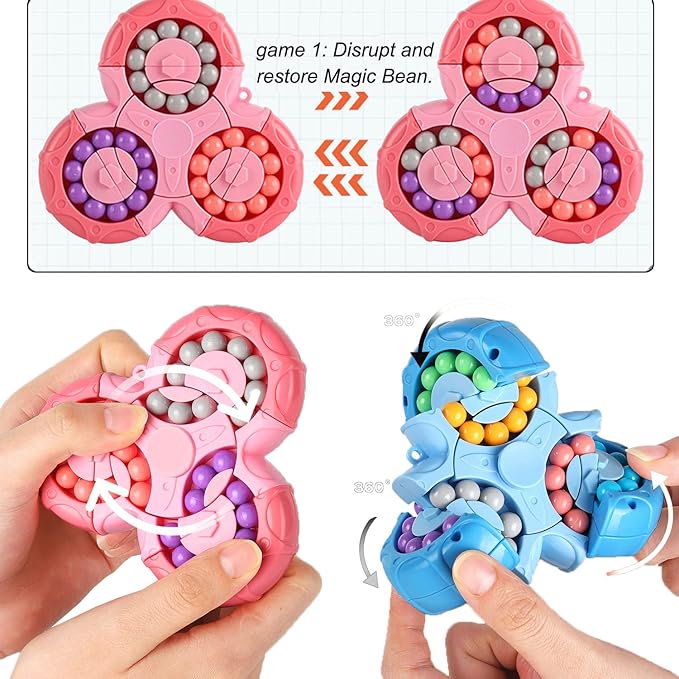 Magic Bean Brain Teaser Finger Spinner Toy Hand Spinner Stress Anxi...