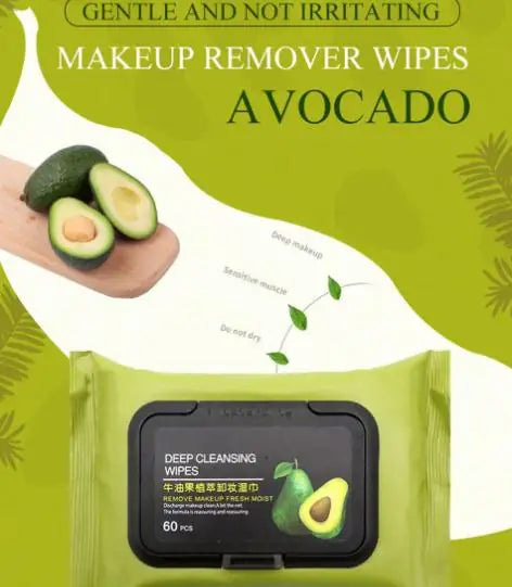 Avocado Makeup Remover Wipes 60 Pcs