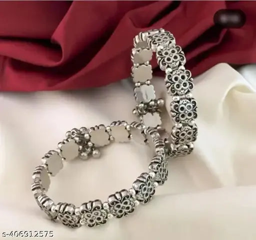 Silver Sterling Silver Kada Pack Of 2