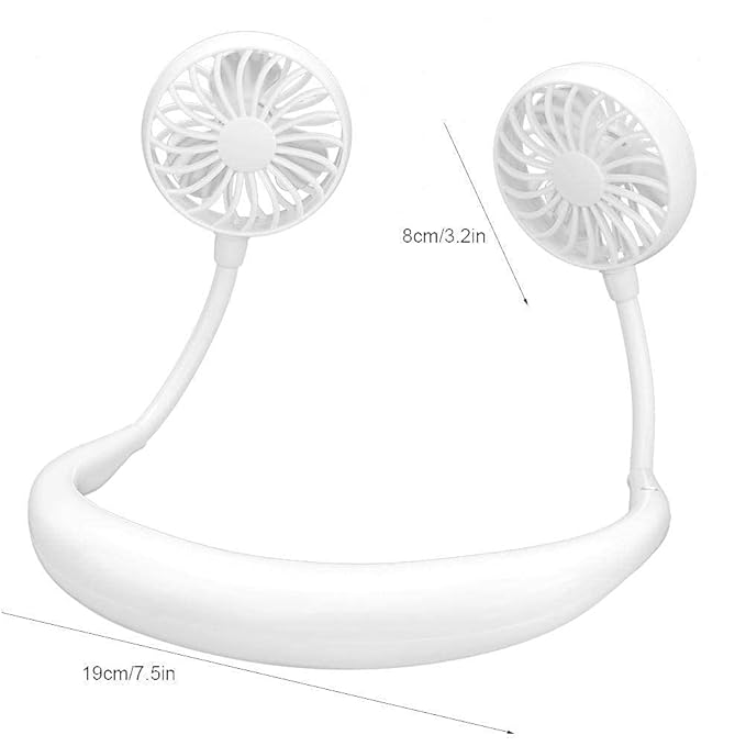 Mini Hand Free Portable Neckband Fan With Light, Usb Rechargeable L...
