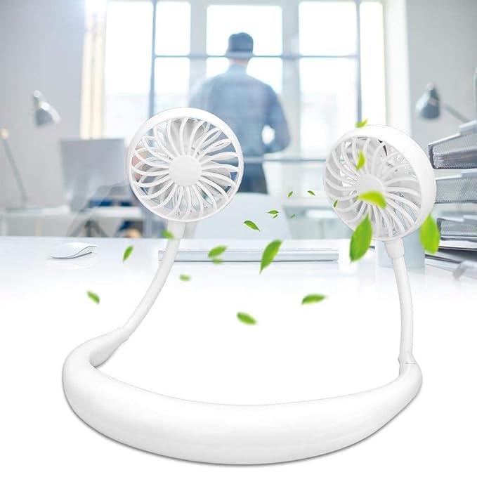 Mini Hand Free Portable Neckband Fan With Light, Usb Rechargeable L...