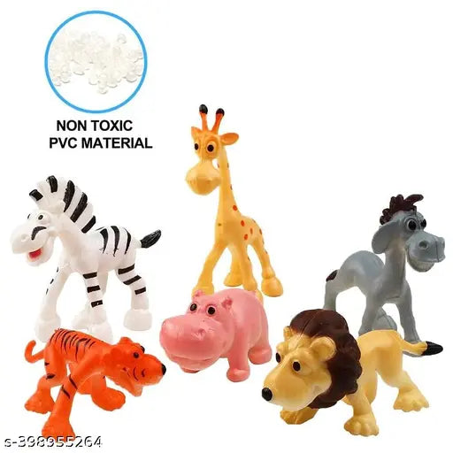 Funny Jungle Animals Toys Forest Animal Set Mini Cartoon Animal Toy...