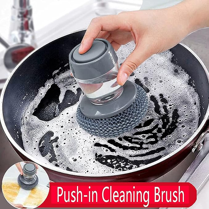 Soap Dispensing Dish Brush With Built-in Liquid Storage - Kitchen C...