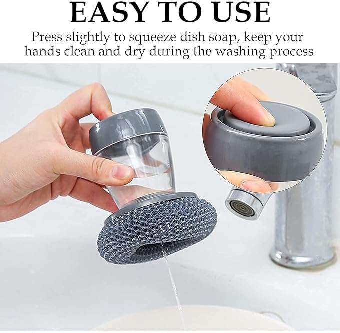Soap Dispensing Dish Brush With Built-in Liquid Storage - Kitchen C...
