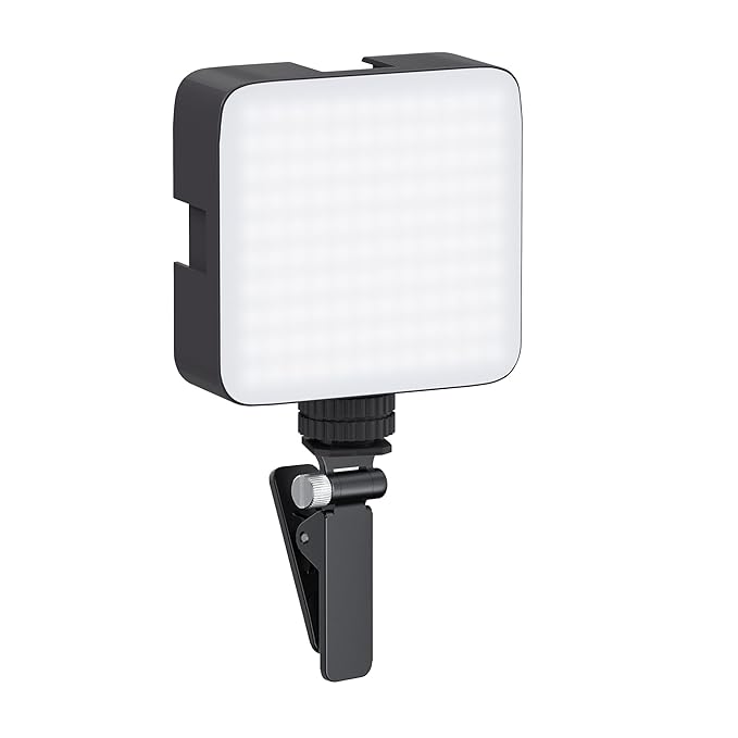 Camera Video Light With Clip And 3 Cold Shoe Connectors 120 Led Bea...