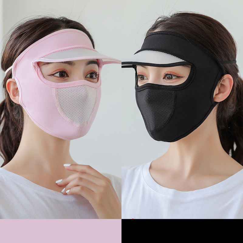 Sunscreen Mask With Brim Ice Silk Face Cover Uv Protection Visor