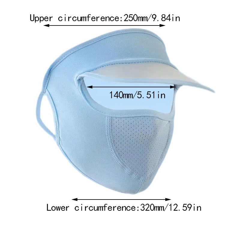 Sunscreen Mask With Brim Ice Silk Face Cover Uv Protection Visor