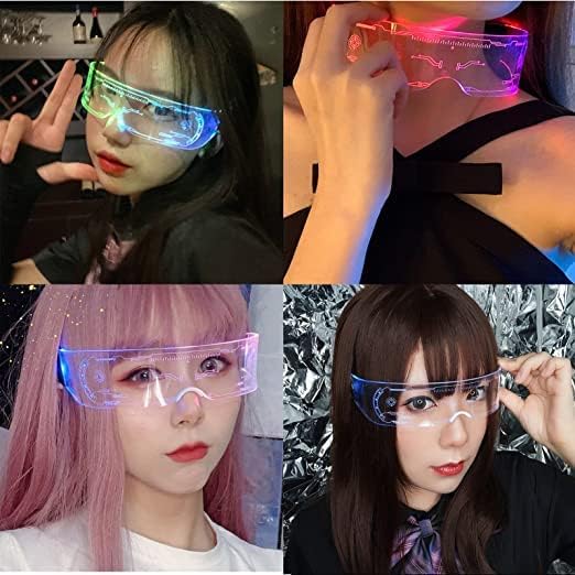 Led Glasses 7 Colors 5 Modes, Rectangular, Retro, Multicolour 7 Col...