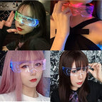 Led Glasses 7 Colors 5 Modes, Rectangular, Retro, Multicolour 7 Col...