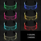 Led Glasses 7 Colors 5 Modes, Rectangular, Retro, Multicolour 7 Col...