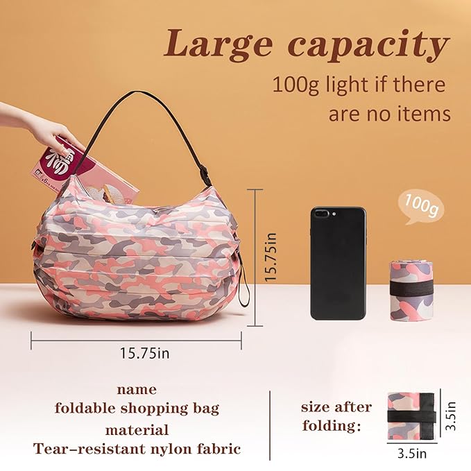 Foldable Shopping Bag Portable Large Capacity Reusable Grocery Bag ...
