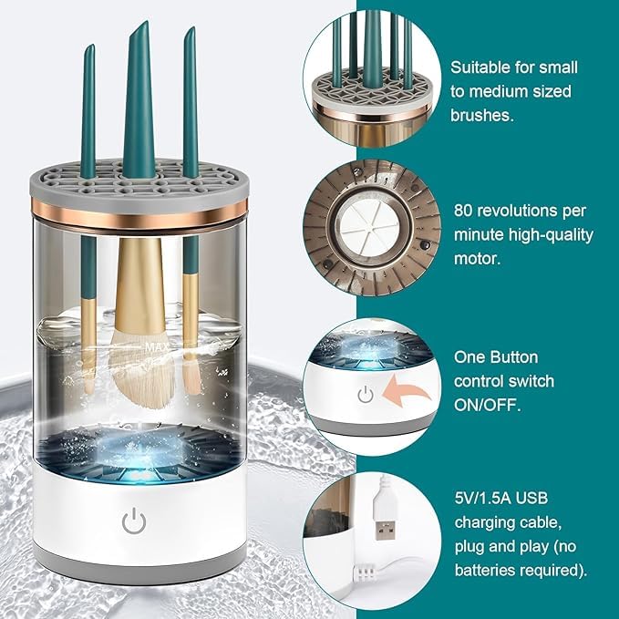 Electric Makeup Brush Cleaner Dryer Machine - One Button Operation