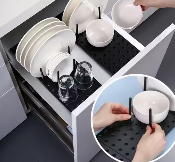 Dish Drying Rack Drain Shelf - Kitchen Drawer Organizer