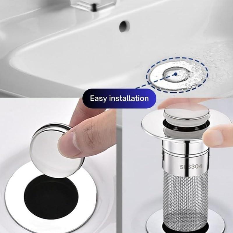 Stainless Steel Sink Hair Filter - Removable Drain Stopper Plug