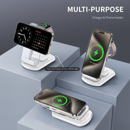 3 In 1 Transparent & Foldable Magnetic Wireless Phone Charger