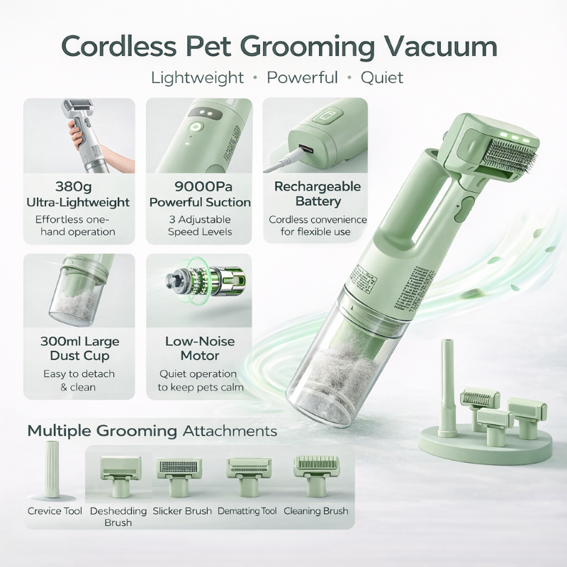 5-in-1 Cordless Pet Grooming Vacuum Brush