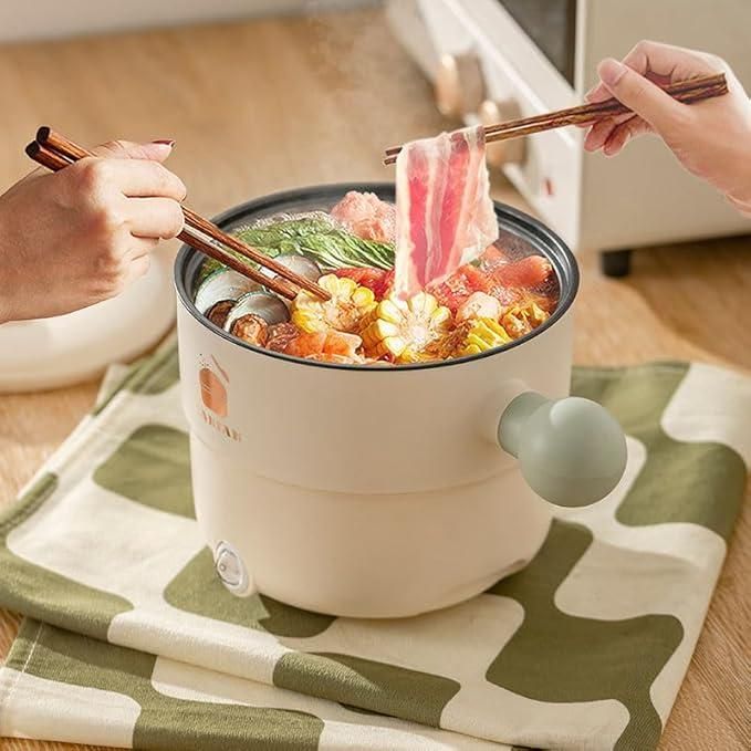 1.8L Multifunctional Electric Non-Stick Pot with Transparent Lid