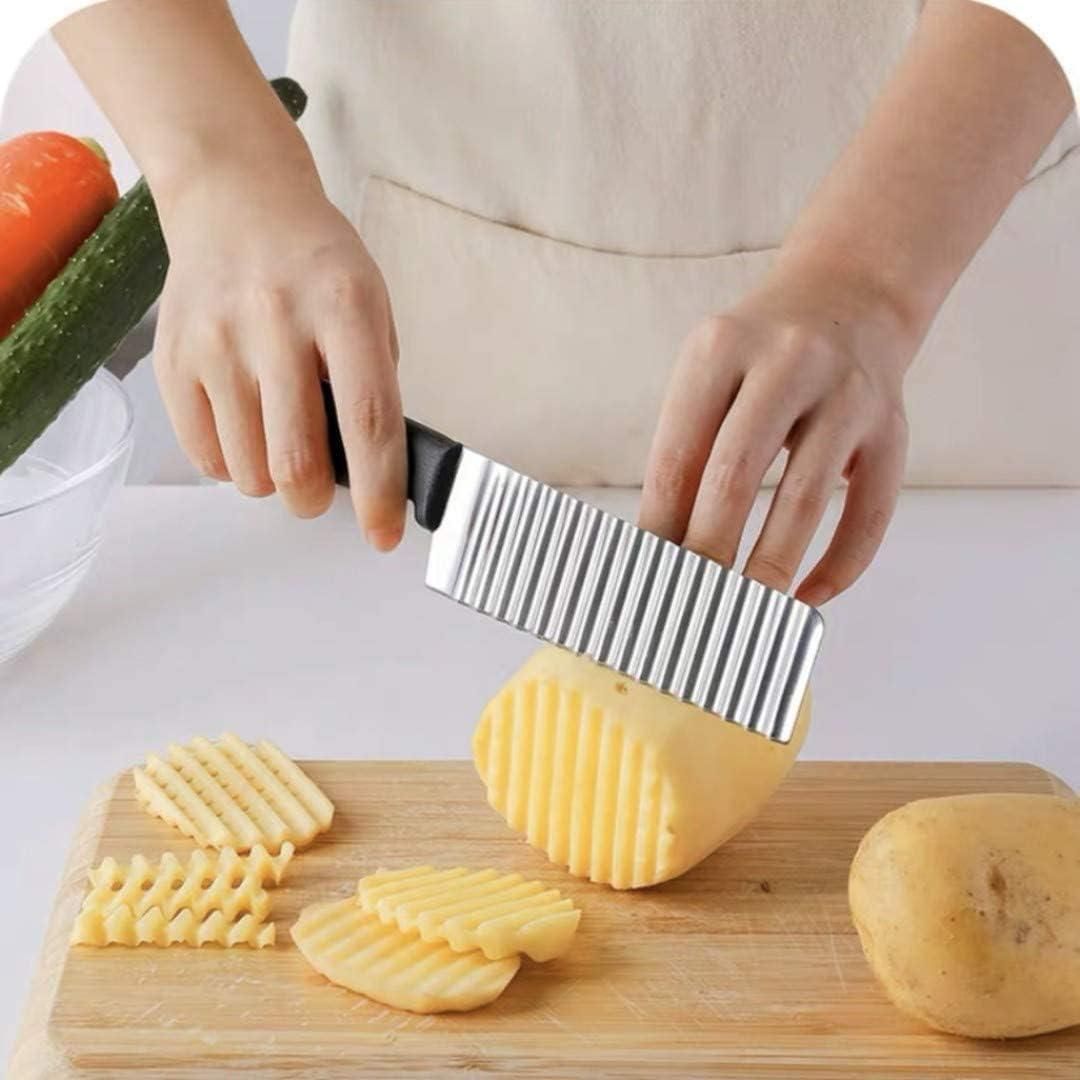 French Potato Wave Knife - Stainless Steel Crinkle Cutter for Vegetables