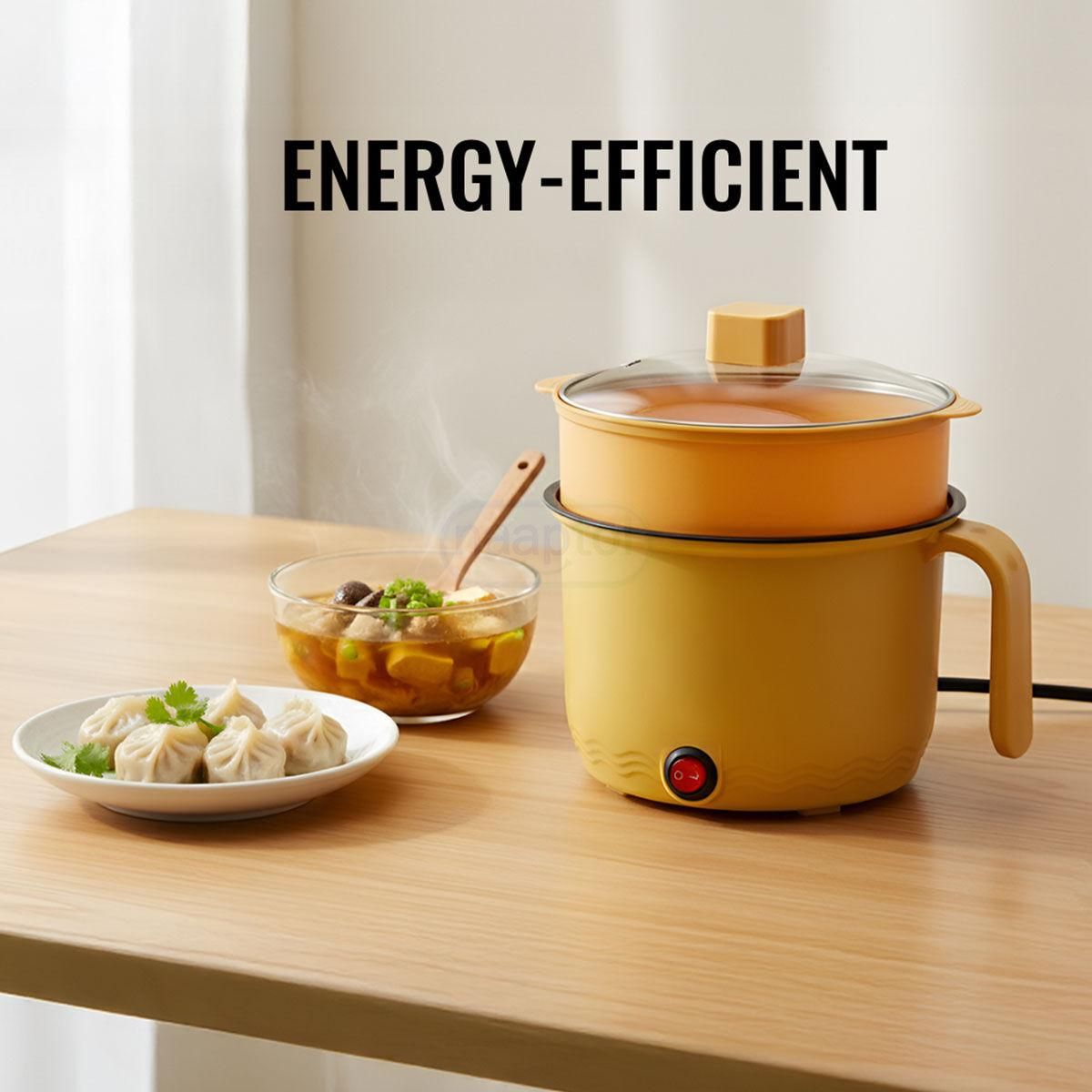 2-in-1 Electric Cooker with Steamer - 1.8L Multi-Cooker for Rice, Noodles & Soup