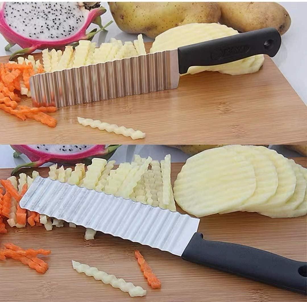 French Potato Wave Knife - Stainless Steel Crinkle Cutter for Vegetables