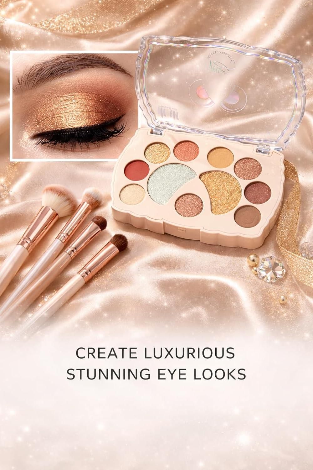 Eyeshadow Palette Shimmer & Glitter Shades - 11 Bold & Vibrant Colors (Pack of 1)