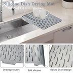 Silicone Dish Drying Mat for Kitchen - Anti-Slip Quick-Drying with Water Droplet Design