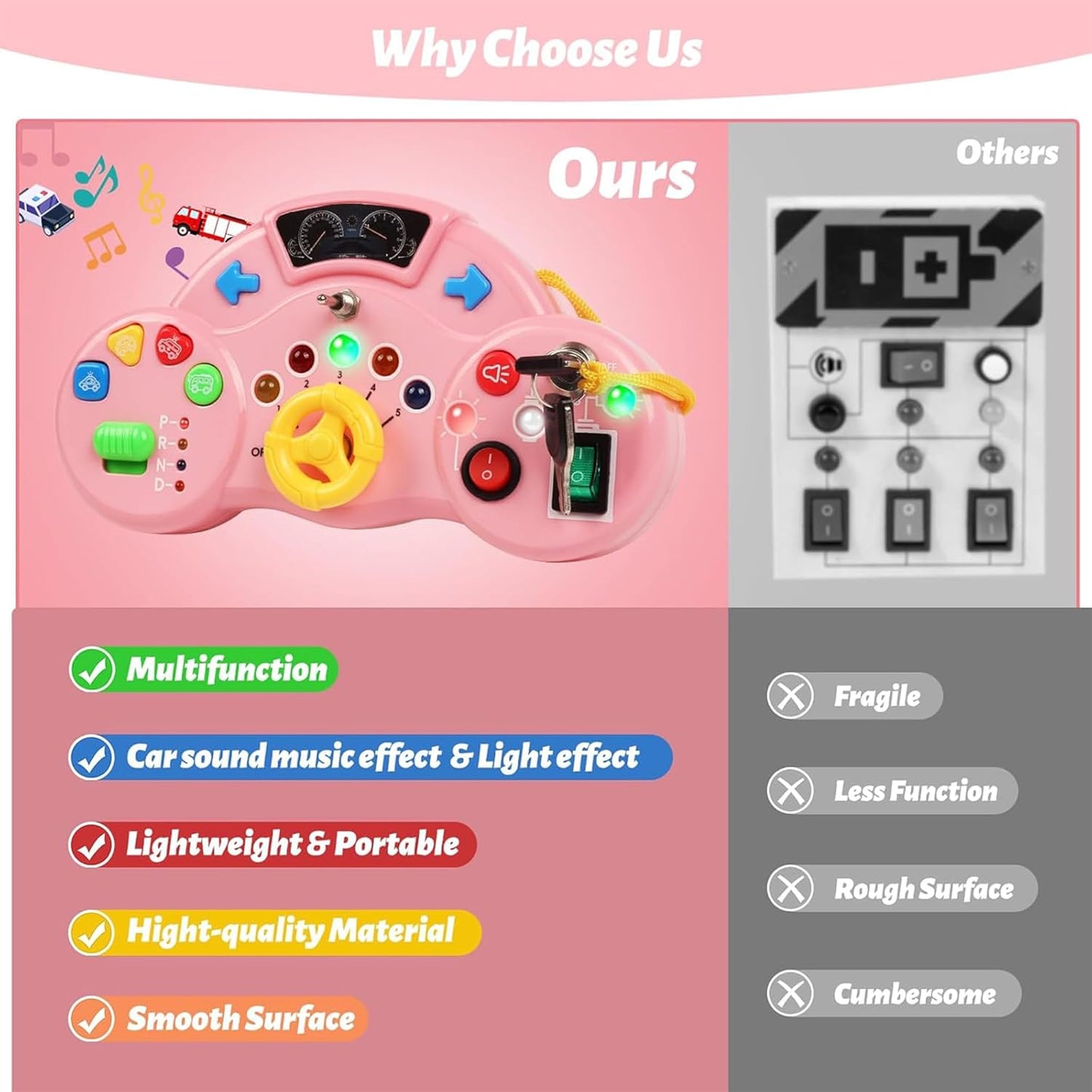 Busy Board Switch LED Light Game For Kids