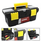 Compact Plastic Mini Tool Storage Box - Removable Tray with Top Organizers