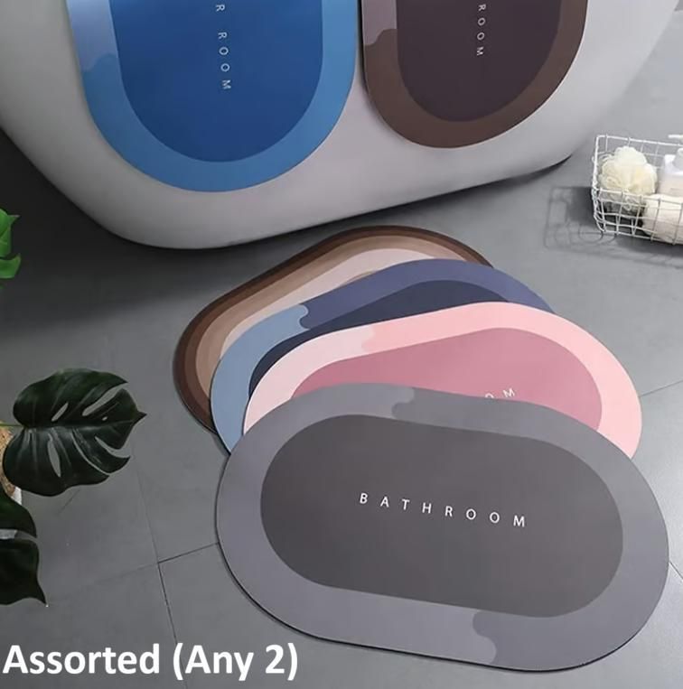 Water Absorbing Anti Slip Floor Mat - Quick-Drying Bath Mat Oval Shape